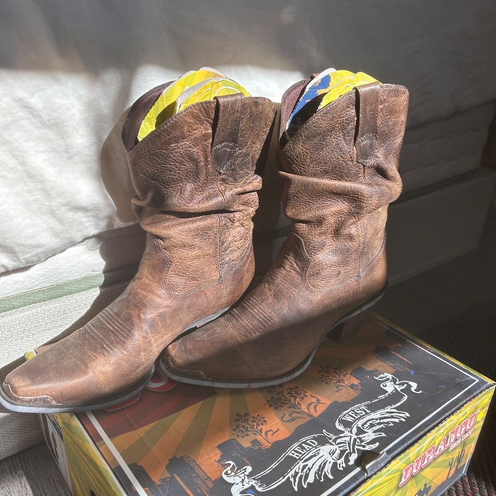 Durango Women's Size 10 Brown Distressed Leather Boots Slouch Western Cowgirl